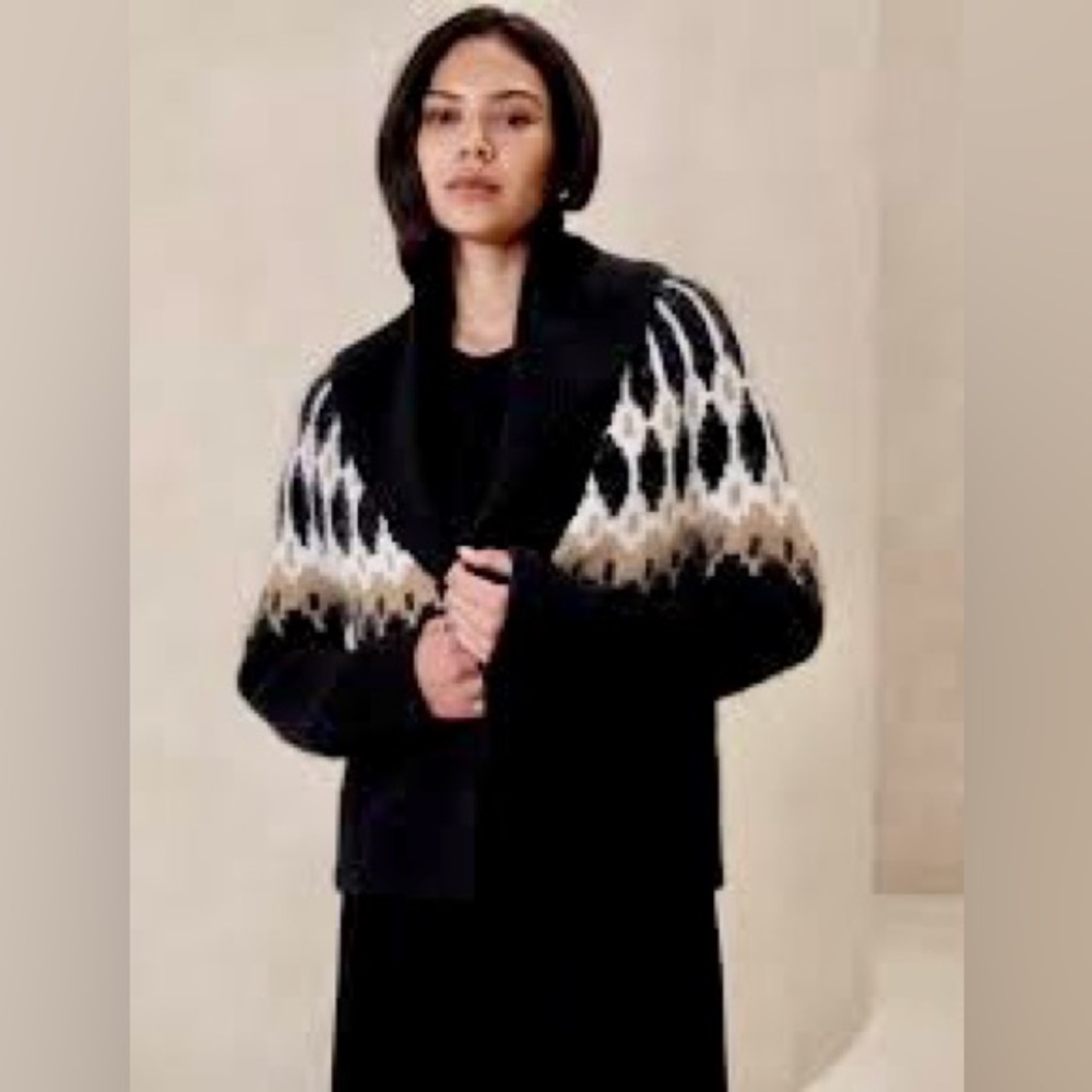 NWT Banana Republic Factory Open Shawl Collar Fair Isle Sweater size XS